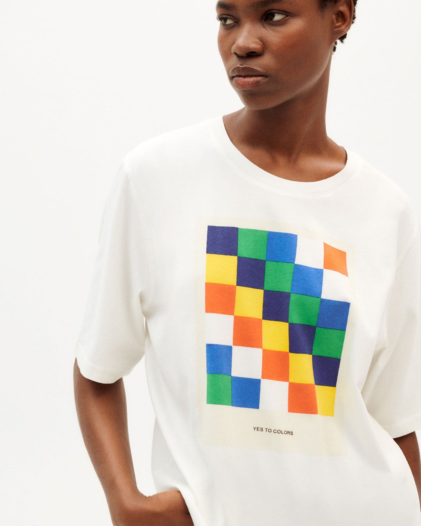 T-shirt blanc imprimé multicolore en coton bio - yes to color t-shirt snow white