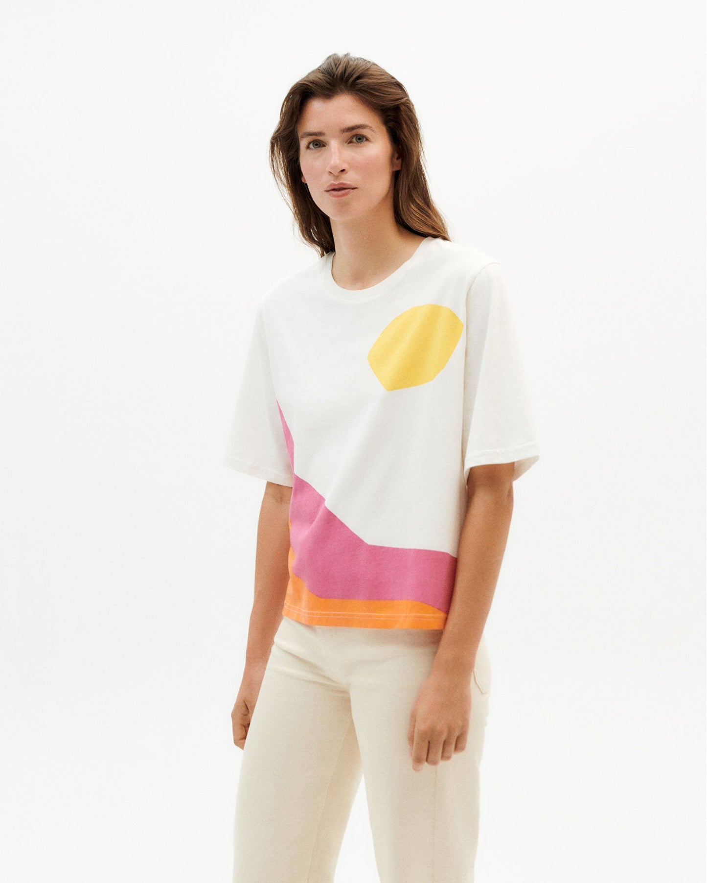 T-shirt blanc coloré en coton bio - sunset t-shirt snow white