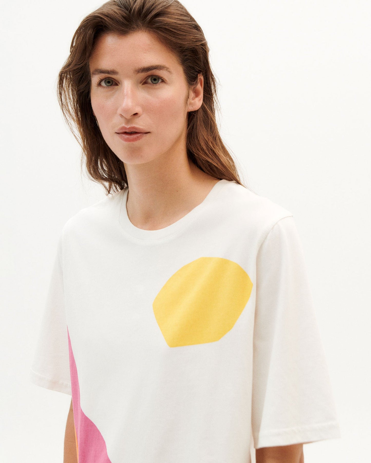 T-shirt blanc coloré en coton bio - sunset t-shirt snow white