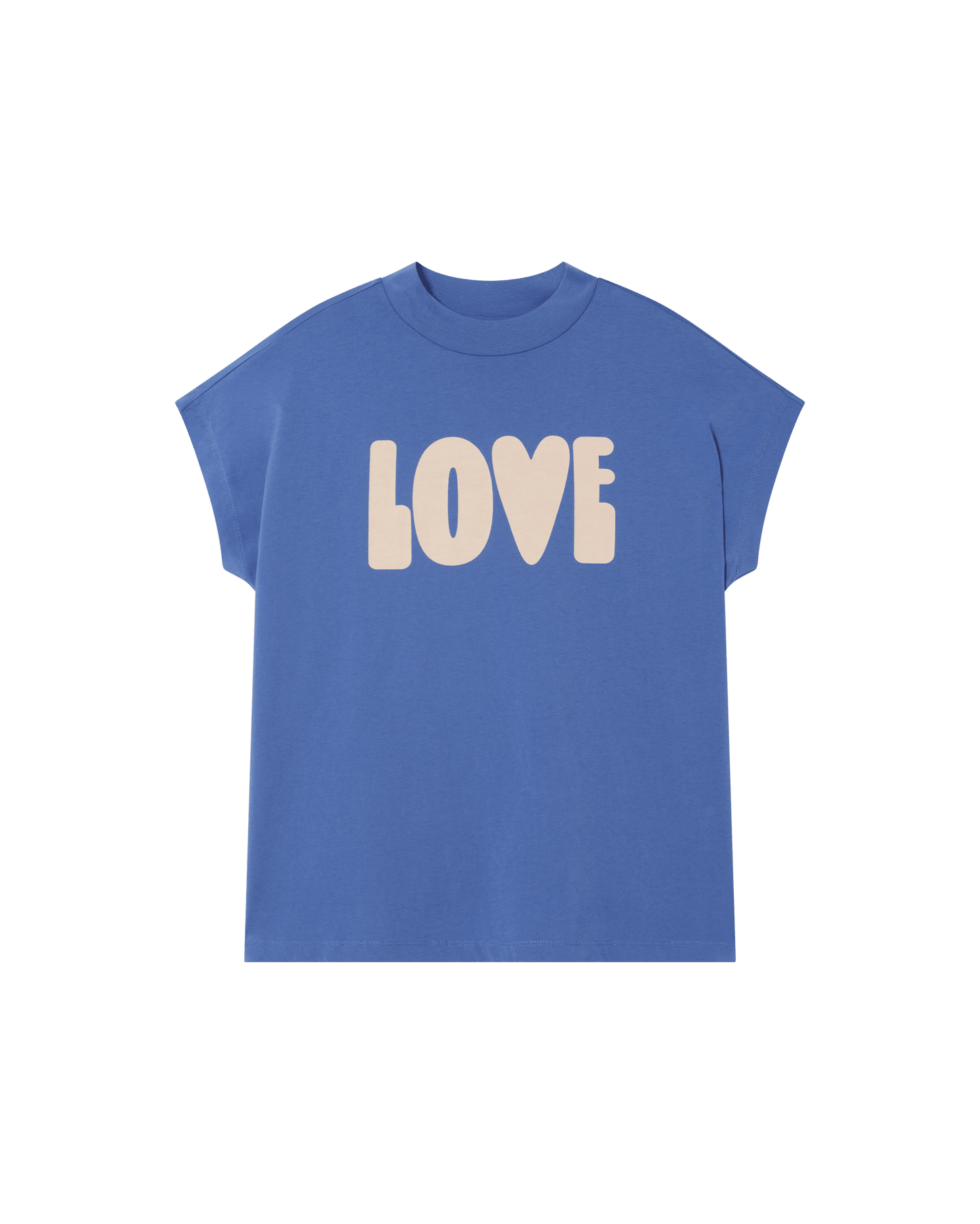 T-shirt imprimé en coton bio | Bleu "love ecru volta t-shirt heritage blue"