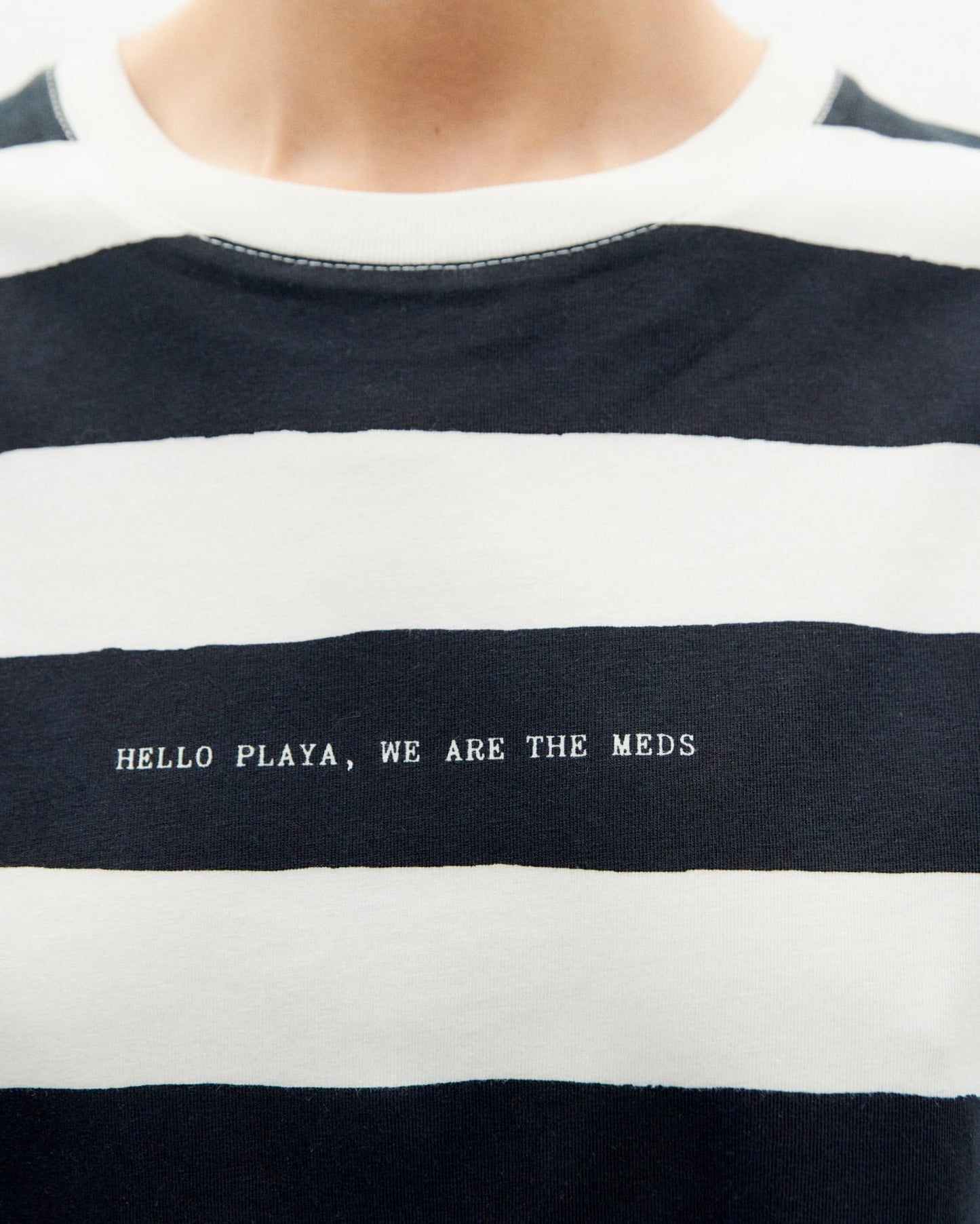 T-shirt en coton bio | Rayé blanc et bleu "hello playa lucia t-shirt snow white"
