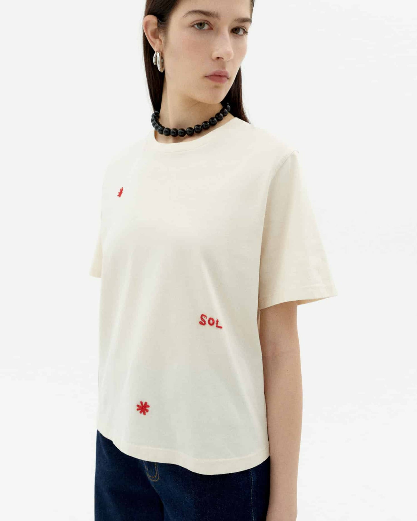 T-shirt en coton bio | blanc "solsol white lucia tee - white"