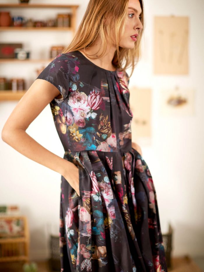 Robe à imprimés floraux en tencel