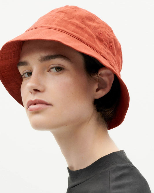 Bob en coton bio | Orange à motifs "orangered cuadrito yelle hat"
