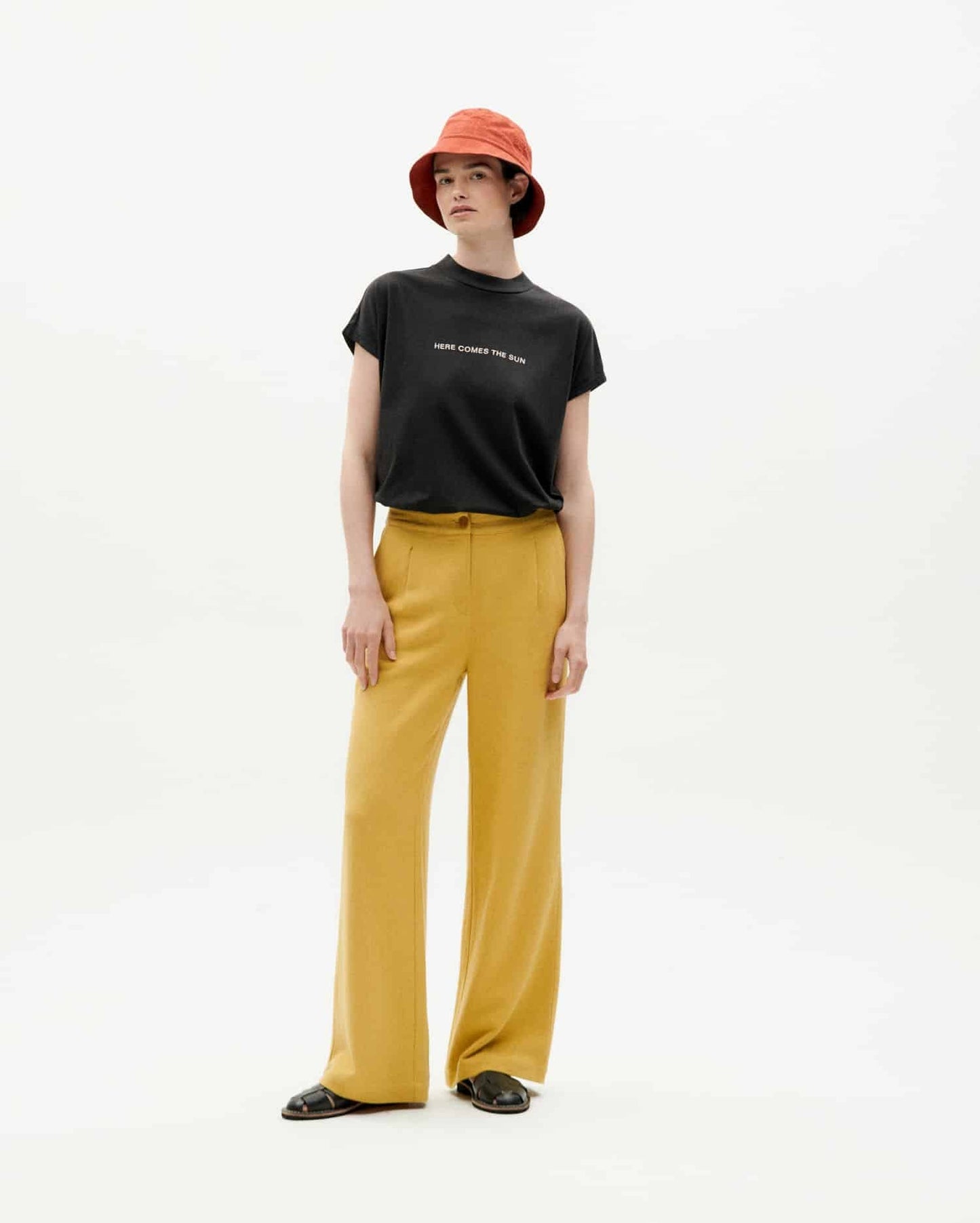 Bob en coton bio | Orange à motifs "orangered cuadrito yelle hat"