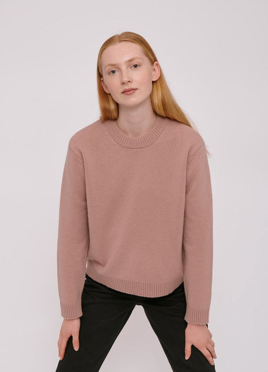 Pull rose en laine recyclé - Boxy dusty rose