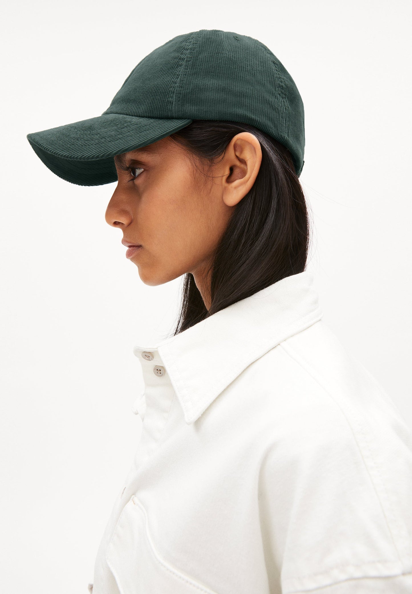 Casquette vert foncé velours en coton bio - yaanos corduroy dark scarab