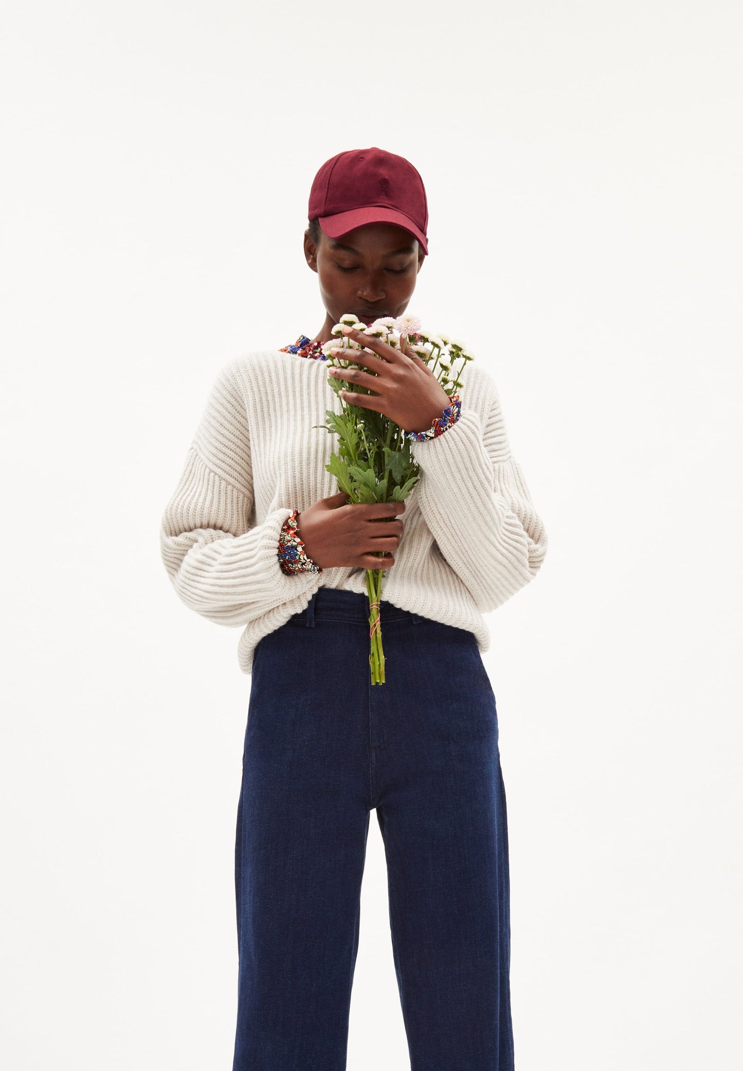 Casquette rouge en coton bio - yenaas bold dark ruby