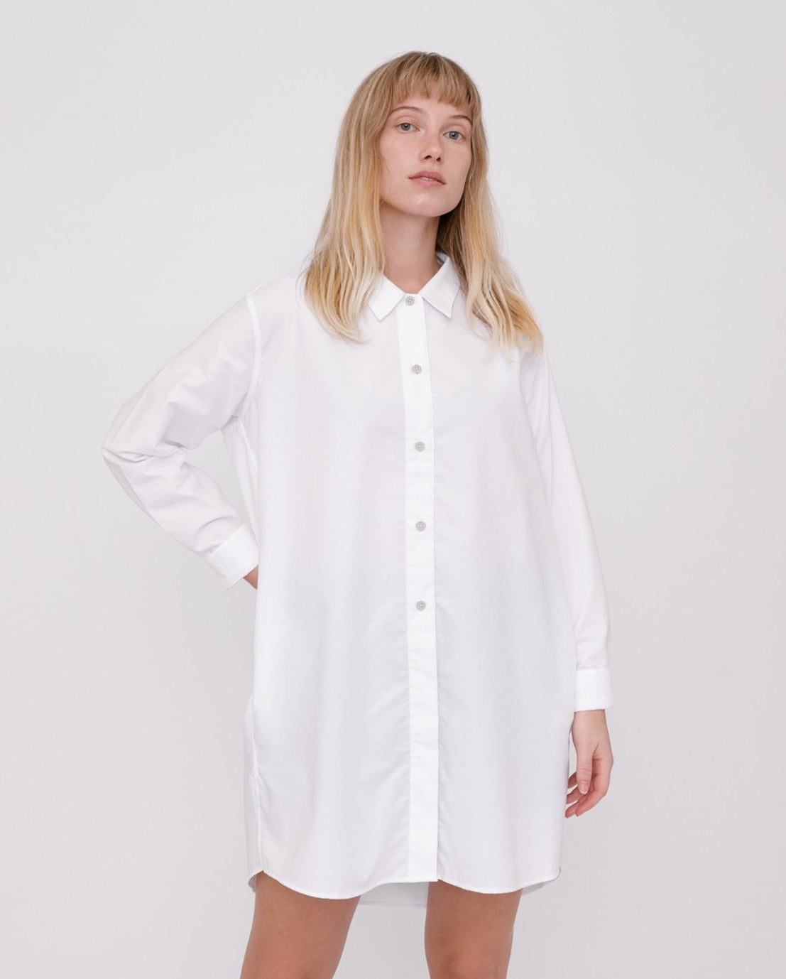 Robe chemise blanche en coton bio - Oxford white
