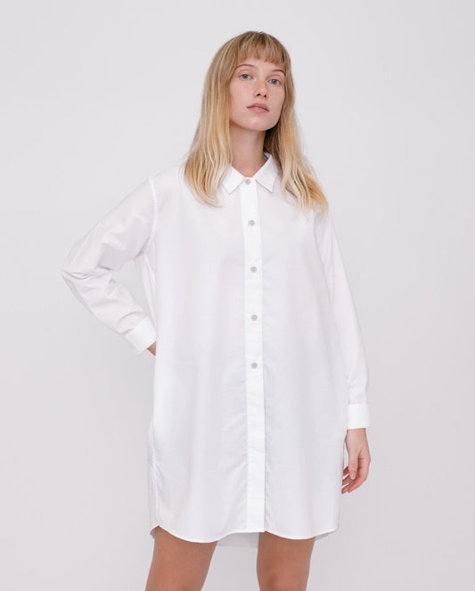 Robe chemise blanche en coton bio - Oxford white