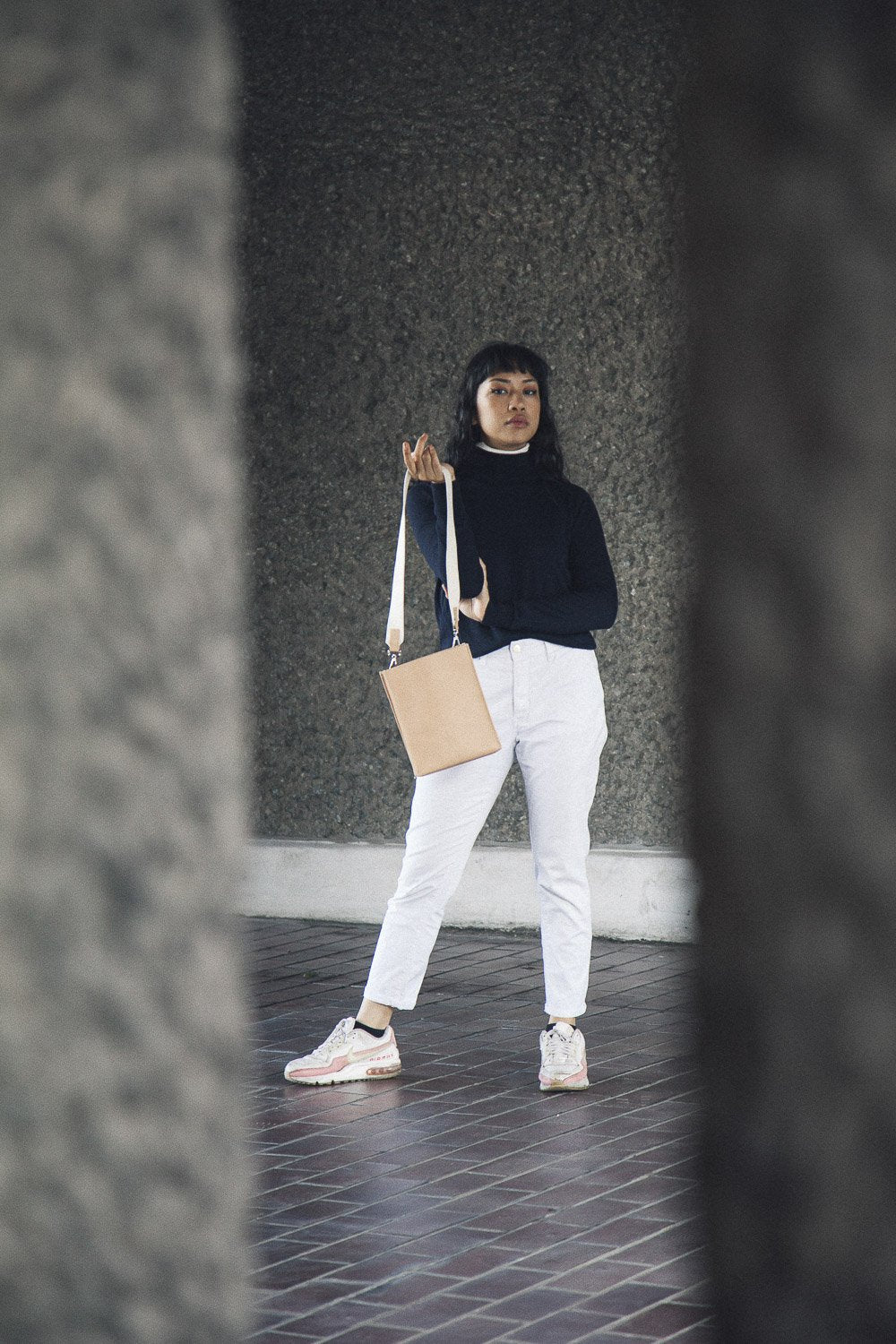 Sac beige en cuir recyclé - book bag