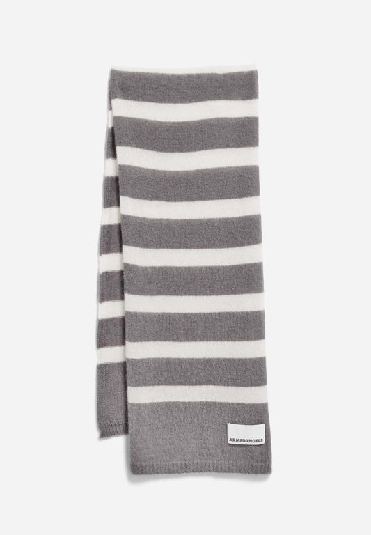 Echarpe en laine biologique et recyclée | gris "yukinaa stripes - iron cast-oatmilk"