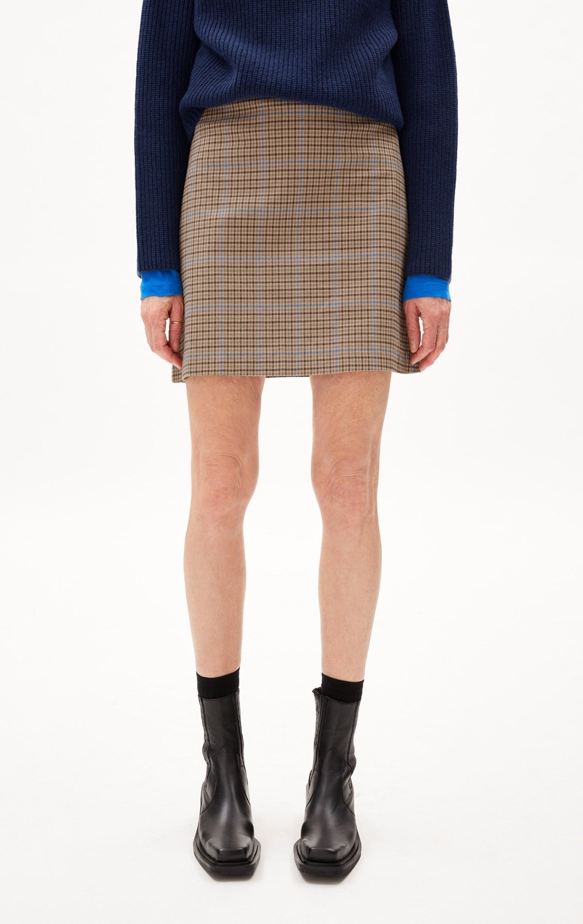 Jupe courte en coton bio | Carreaux "zaala pattern dry bark"
