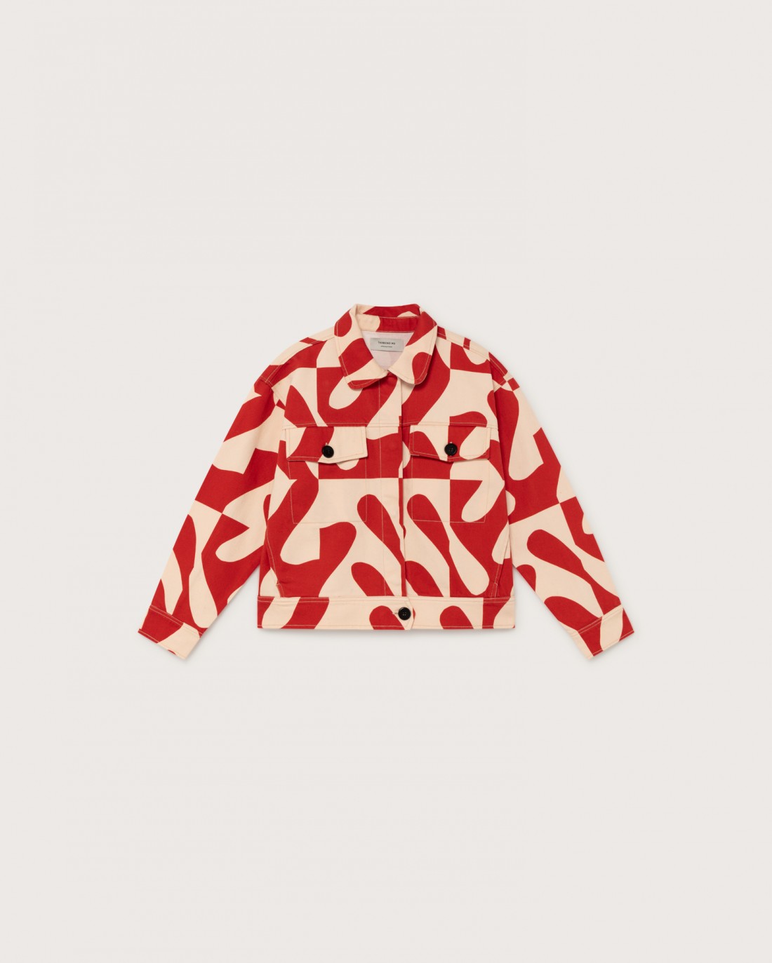 Veste à motifs rouge et blanc en coton bio - Turan