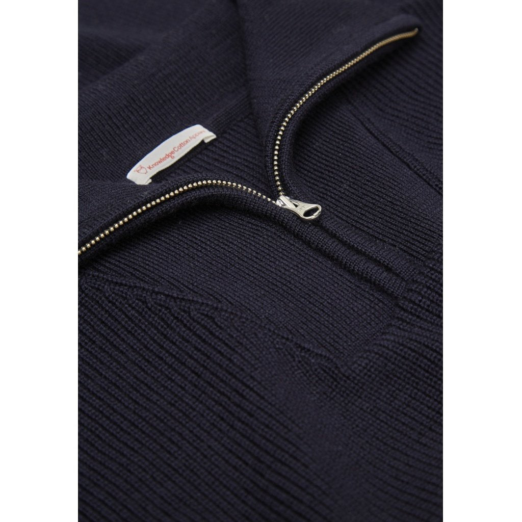 Pull col zippé marine en coton et laine bio - valley