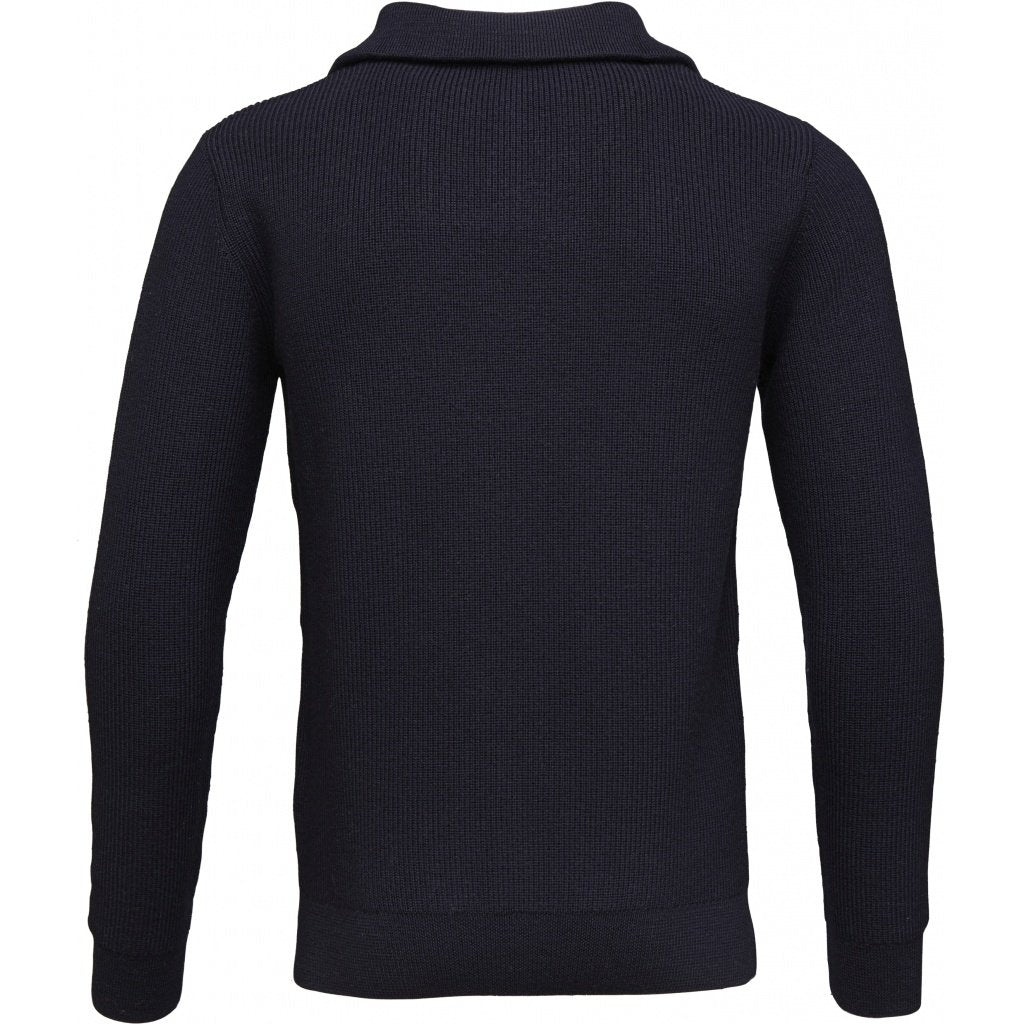 Pull col zippé marine en coton et laine bio - valley