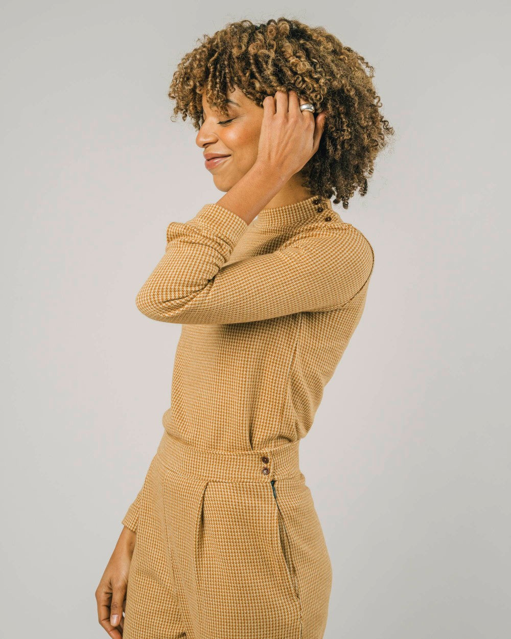 Top manches longues camel en coton bio - jacquard perkins tee pumpkin orange