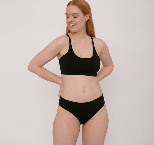 Brassière noire en coton bio - black
