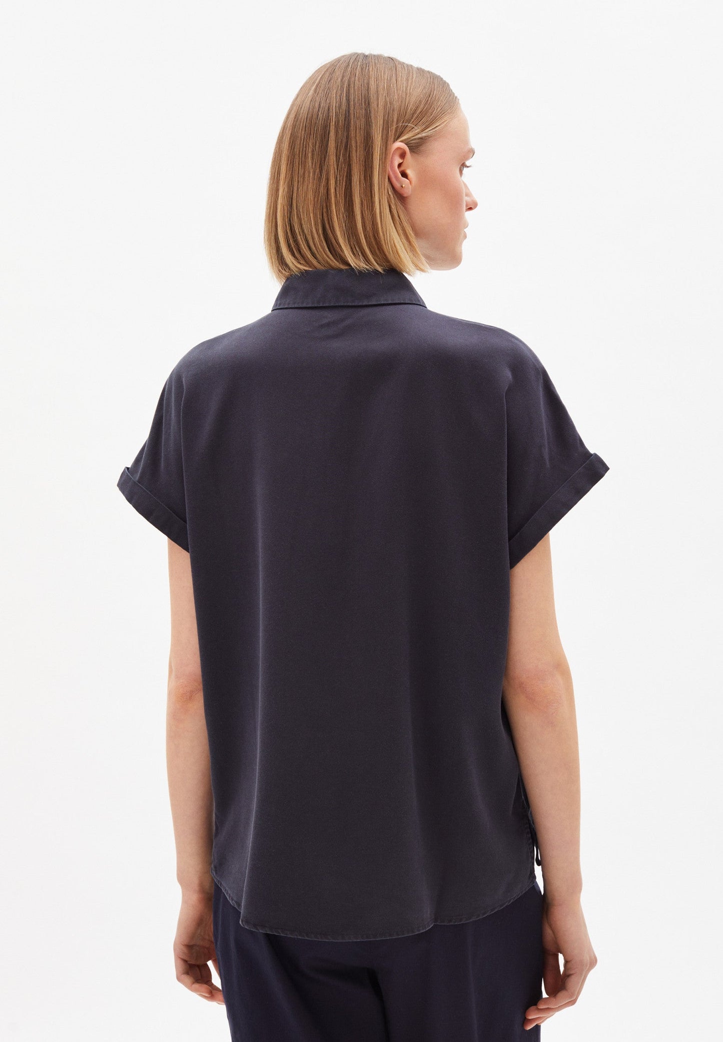 Chemise à manches courtes anthracite en coton bio en tencel - ZONJAA