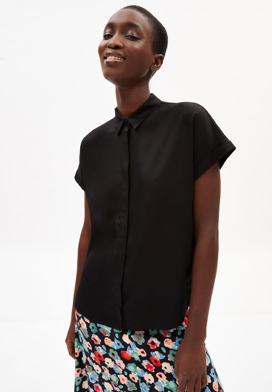 Chemise manches courtes noire en ecovero - zonjaa